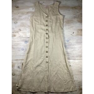 Philosophy Natural Tan Linen Blend Dress Women's Size 6 Minimalist Beach